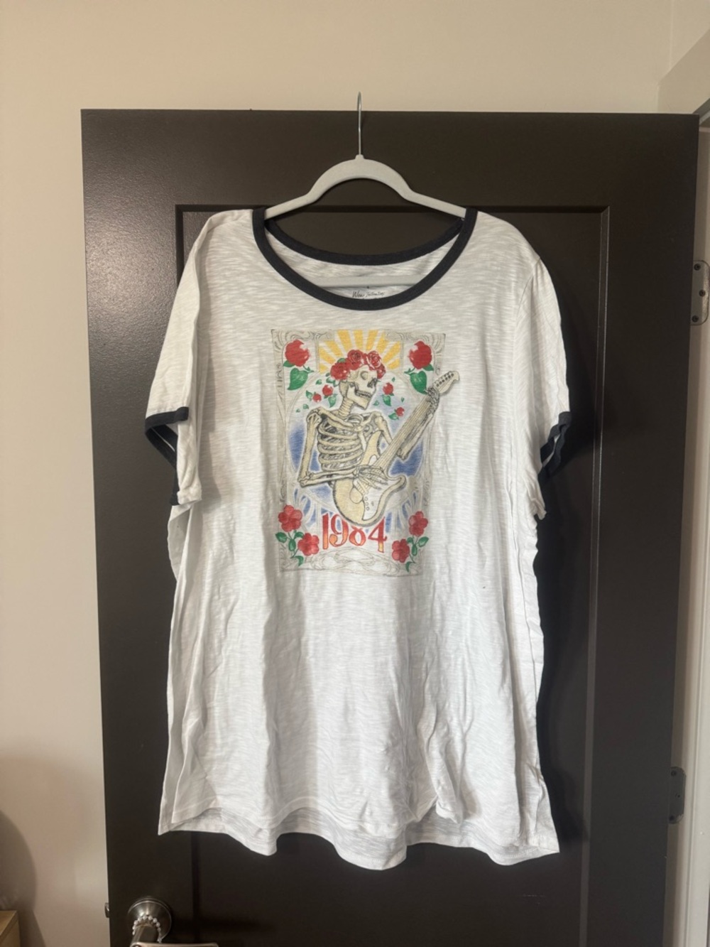 torrid White Tee with Black Trim Ringer Neck